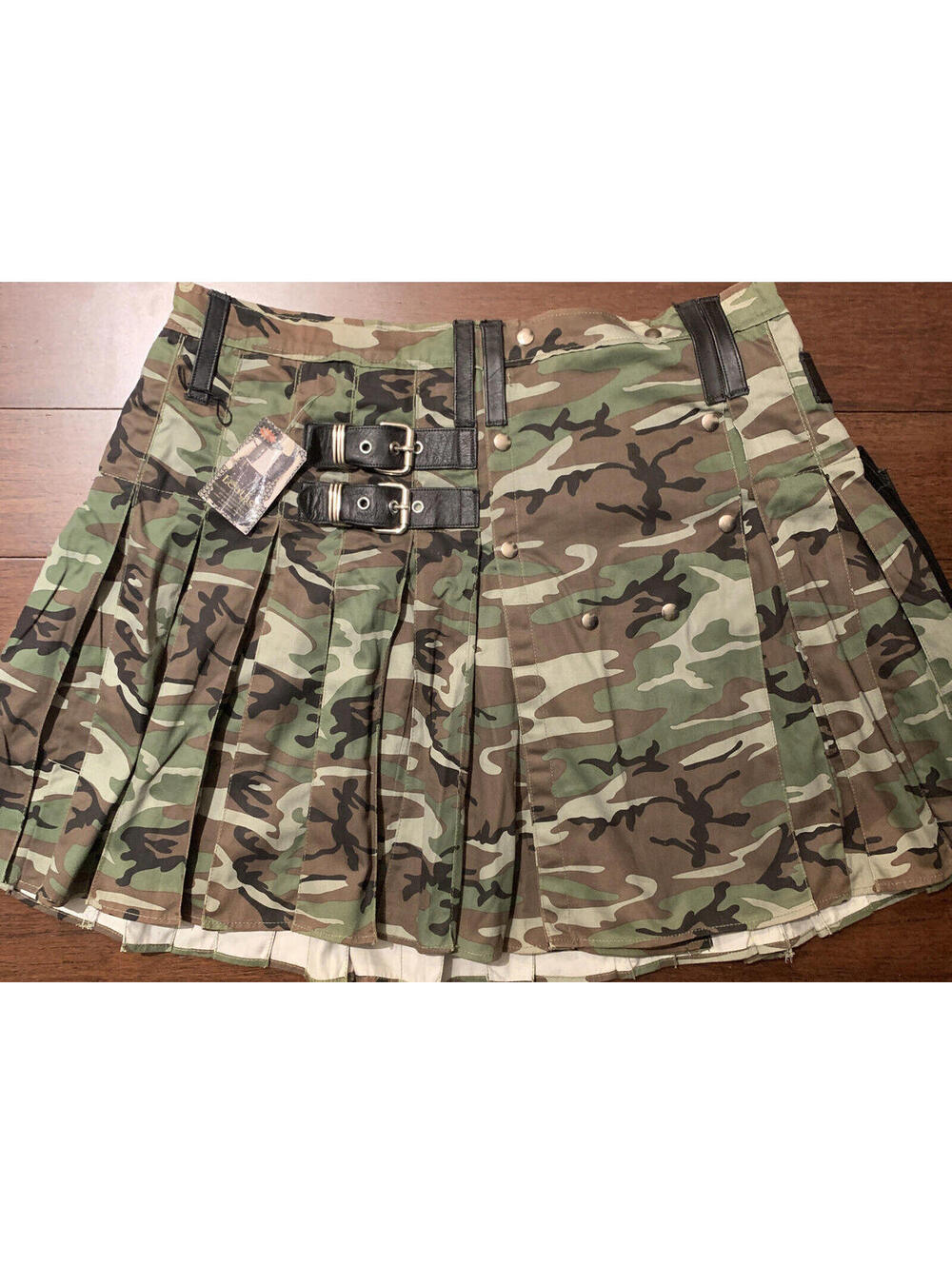 CAMOUFLAGE  CANVAS Men’s Custom LEATHER Kilt MACLEO SAN DIEGO Size 44 New